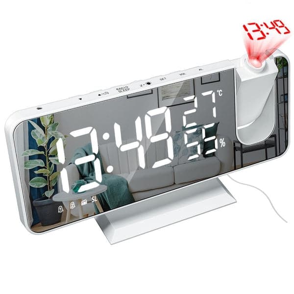 Horloge Projecteur Heure Rotatif Vers Plafond Réveil Digital Fonction Snooze