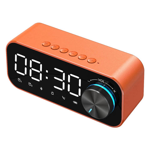 Réveil Numérique Bluetooth Haut-Parleur Lecteur Mp3 Orange